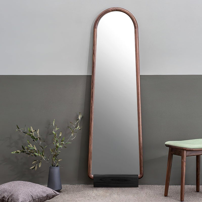 Full Length Mirror Stand Holder Wooden Anti Skid Bracket Floor Base Black 3PCS - Image 5