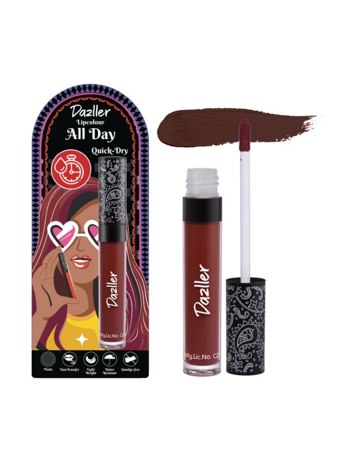 Dazller All Day Lipcolour Quick Dry|Moisturizing Kokum Butter|Non-Transfer & Smudge-proof|8hr stay|Liquid Lipstick for Women|QDLC034 Avelana|6g - Image 1