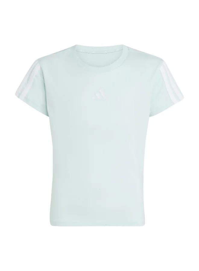 adidas Adidas Jg 3S Tee 160 Turquoise T-Shirt (Short Sleeve) T-Shirts For Kids