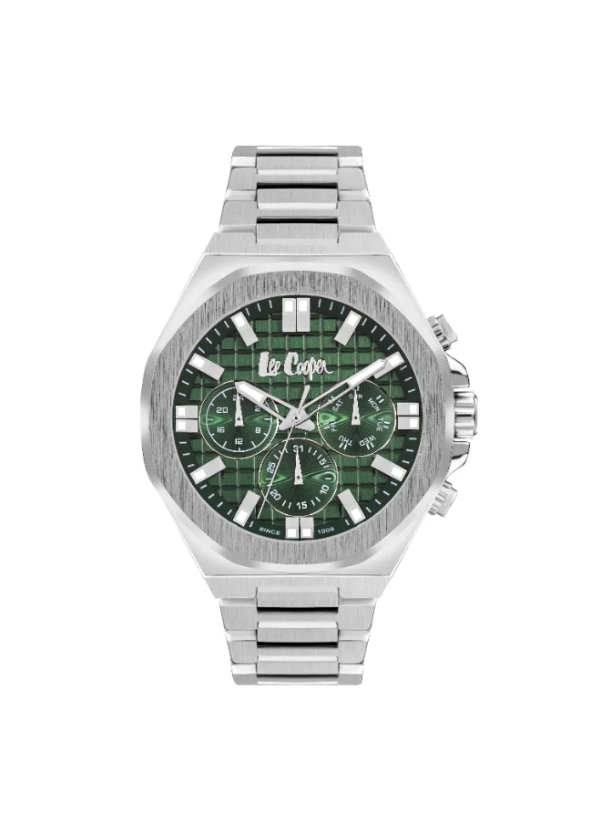 Lee Cooper Men's Watch, Multi Function Display and Metal Strap - LC07982.370, Silver