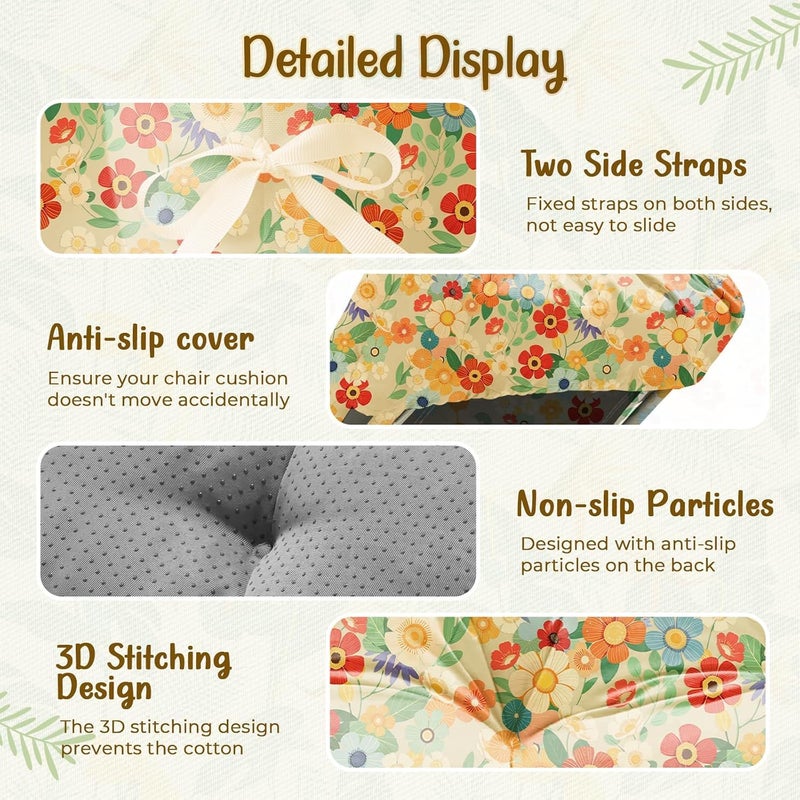 Uthem Outdoor Chaise Lounge Chair Cushion 75.1 x 22.8 x 4.7 Inches 100% Waterproof Replacement Cotton Patio Pool Lounge Chair Cushion for Outdoor Furniture with Ties, Daisy - Image 4