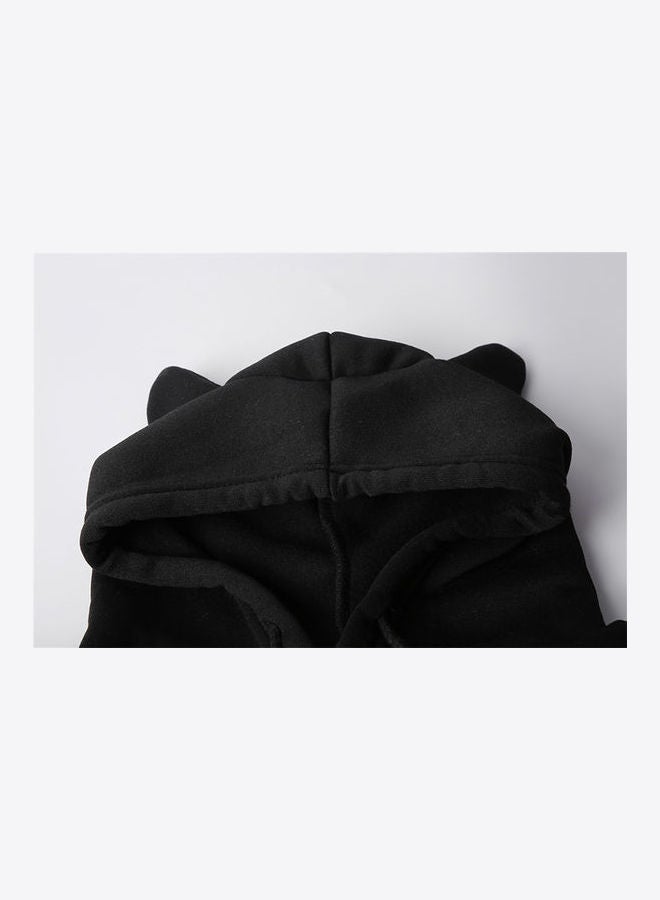 NIBEMINENT Cute Letter Printing Cat Ears Hooded Pullover Dark blue  - Image 5