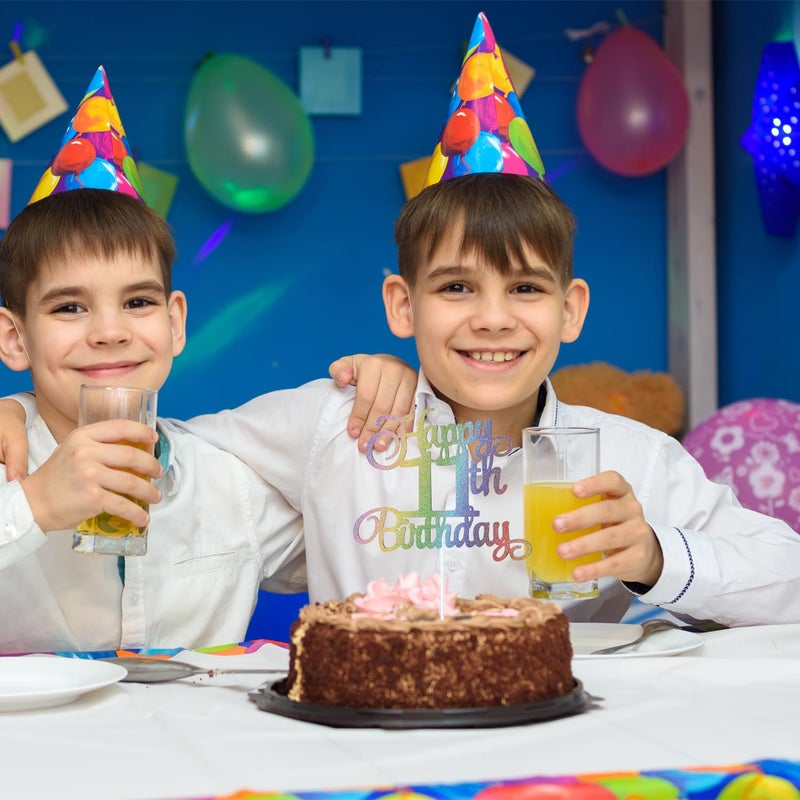Chewarelly 11th Happy Birthday Cake Topper  Glitter Happy 11th Birthday Cake Topper for Birthday Party Cake Decoration(Rainbow Color) - Image 5