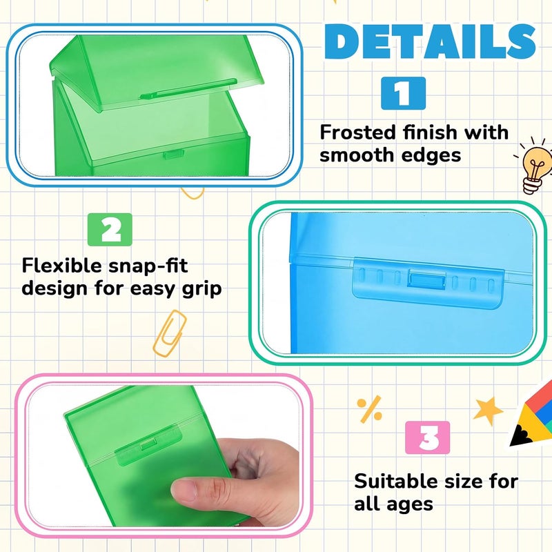 Clabby 2 Pcs Plastic Crayon Organizer Case for 24 Count Crayons Kids Art Supply Storage Box with Lid, Portable Holder for Classroom Home Travel, Fits Standard 24-Pack Crayon (Blue,Green) - Image 3