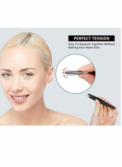 SYOSI Eyebrows Tweezers Set, 4 Pcs Woman and Men Precision Eyebrow Tweezers Set with Travel Case, for Ingrown Fine Hair Removal, Splinter Blackhead Remover Gifts (Black)  - Image 4