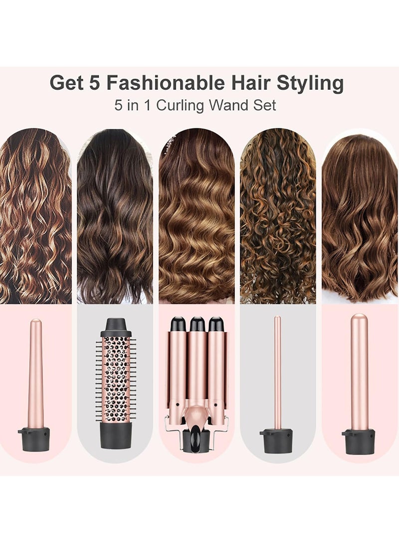 Joshberg Curling Wand Set, 5-IN-1 Hair Curling Iron Set, Professional Curling Wand Set, Instant Heat Up Hair Curler with 5 Interchangeable Ceramic Barrels (10-38mm), Include Heat Resistant Glove  - Image 2