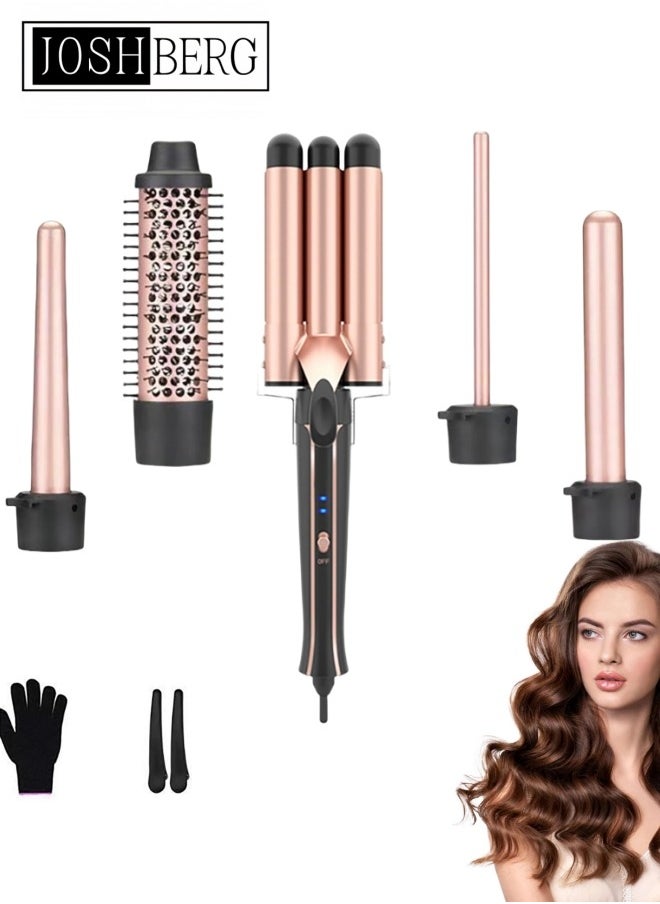Joshberg Curling Wand Set, 5-IN-1 Hair Curling Iron Set, Professional Curling Wand Set, Instant Heat Up Hair Curler with 5 Interchangeable Ceramic Barrels (10-38mm), Include Heat Resistant Glove  - Image 1