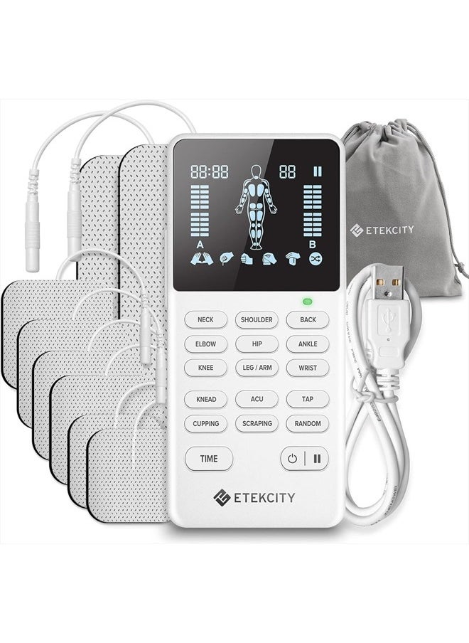 ETEKCITY FSA/HSA Eligible TENS Unit Muscle Stimulator Accessories Machine with 4 Channels, Back Massager, Pain Relief for Period Cramp, Sciatica, Nerve, Rechargeable Electric Medical Physical Therapy  - Image 1