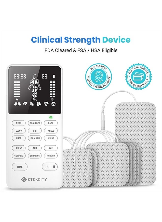 ETEKCITY FSA/HSA Eligible TENS Unit Muscle Stimulator Accessories Machine with 4 Channels, Back Massager, Pain Relief for Period Cramp, Sciatica, Nerve, Rechargeable Electric Medical Physical Therapy  - Image 2