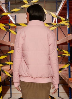 كامبوس سوترا Women's Blush Pink Puffer Jacket With Angled Open Pockets  - Image 5