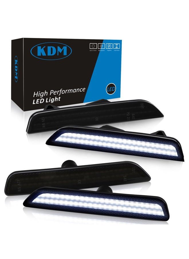 KDM LED Smoked Lens Fender Side Marker Reflectors Lights Dual Rows Bright White, Compatible for 2010-2014 Ford Mustang Assembly Front & Rear Side Bumper Marker Lights，Pack of 4 - Image 1