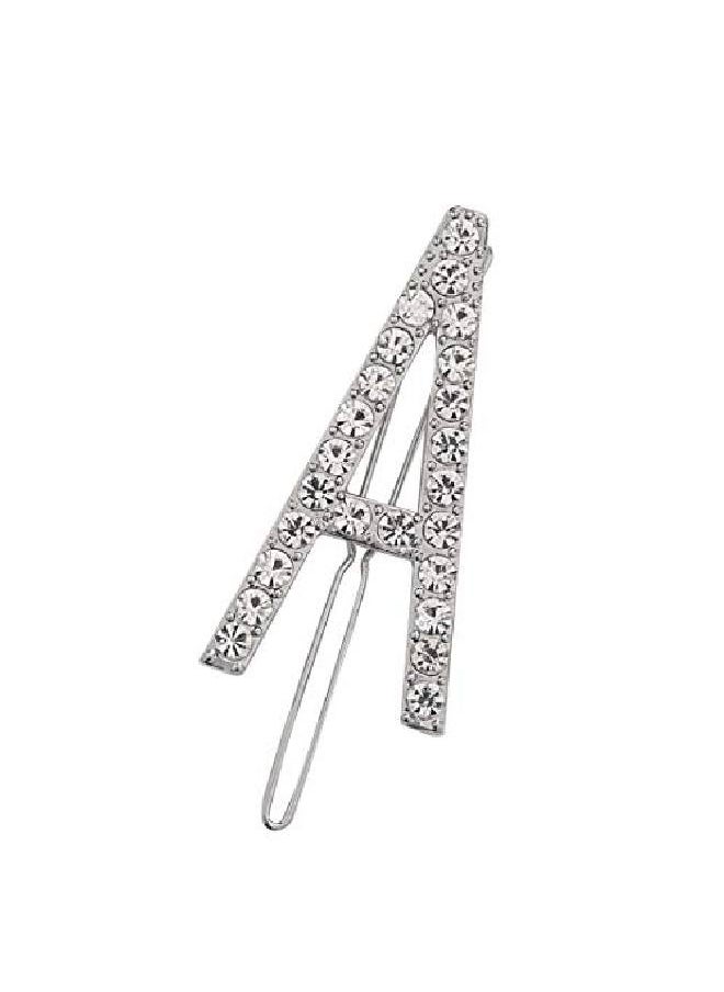 SpinningDaisy - Bold Crystal Initial Gleam Hair Pin A Silver - Image 1