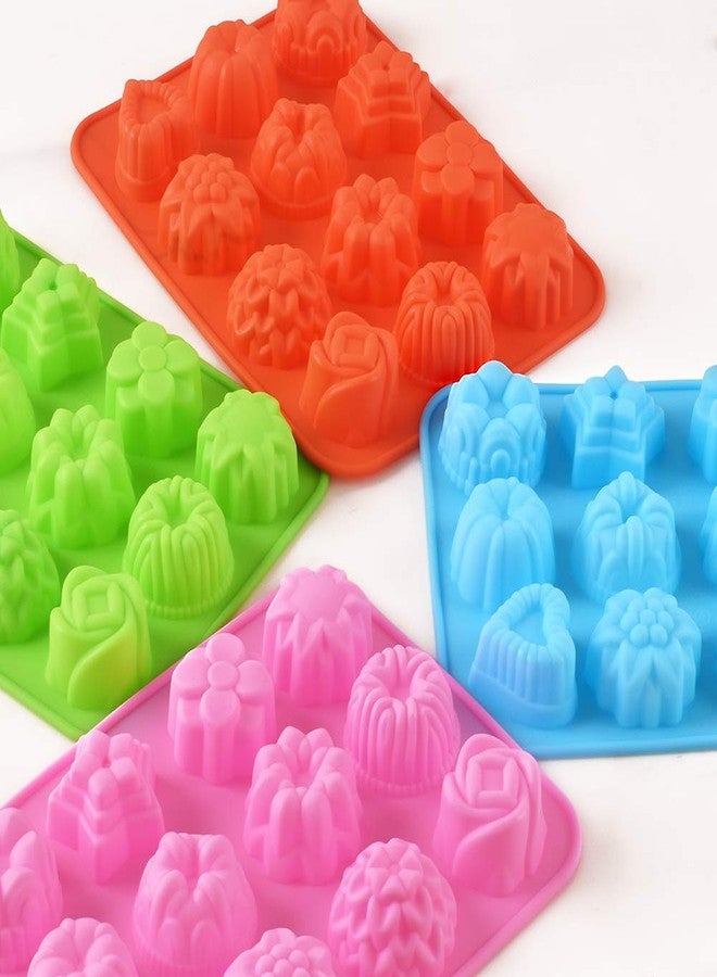 Newk قالب سيليكون نيوك على شكل قلب وزهرة للشوكولاتة، 4 عبوات، 12 تجويفًا، قالب حلوى مثالي للحفلات والمهرجانات والأعمال اليدوية - أخضر، أزرق، وردي، برتقالي - Image 5