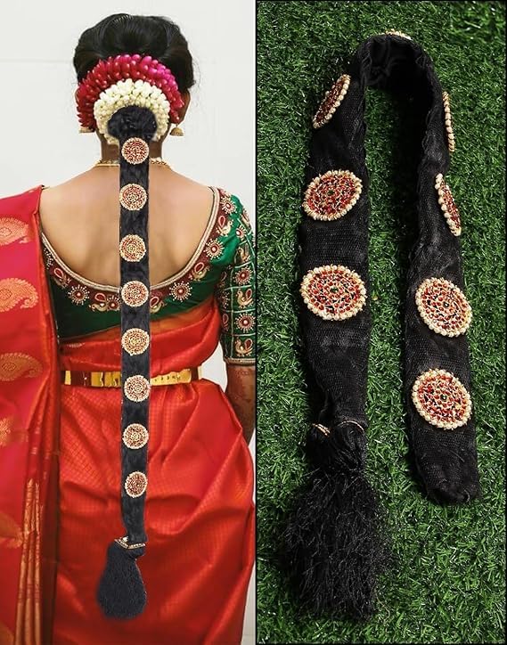 Padmavathi Enterprises - Pula Poola Jada Billalu Hair Choti Ornaments Bharatanatyam Kuchipudi Classical Dance Jewellery for women - 1 Pcs - Image 1