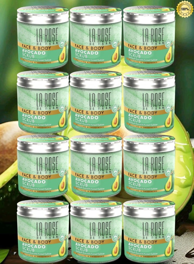 La Rose 12 Pieces De Faan Face And Body Avocado Scrub Whitening And Smoothing 500ml - Image 1