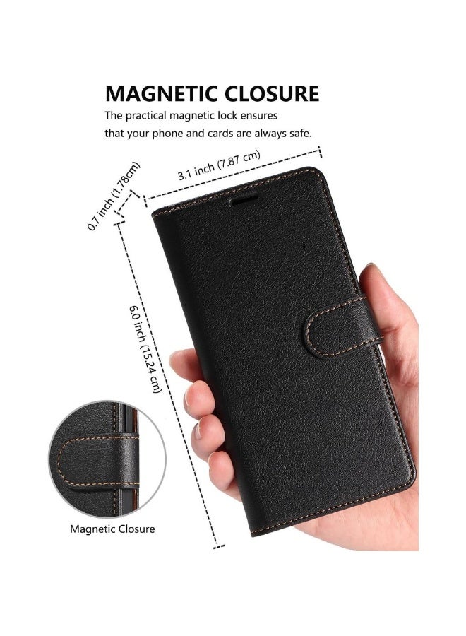 Case For IPhone 12/iPhone 12 Pro Premium Leather Flip Wallet Case [RFID Blocking] Phone Cover For IPhone 12/iPhone 12 Pro (Black) - Image 5