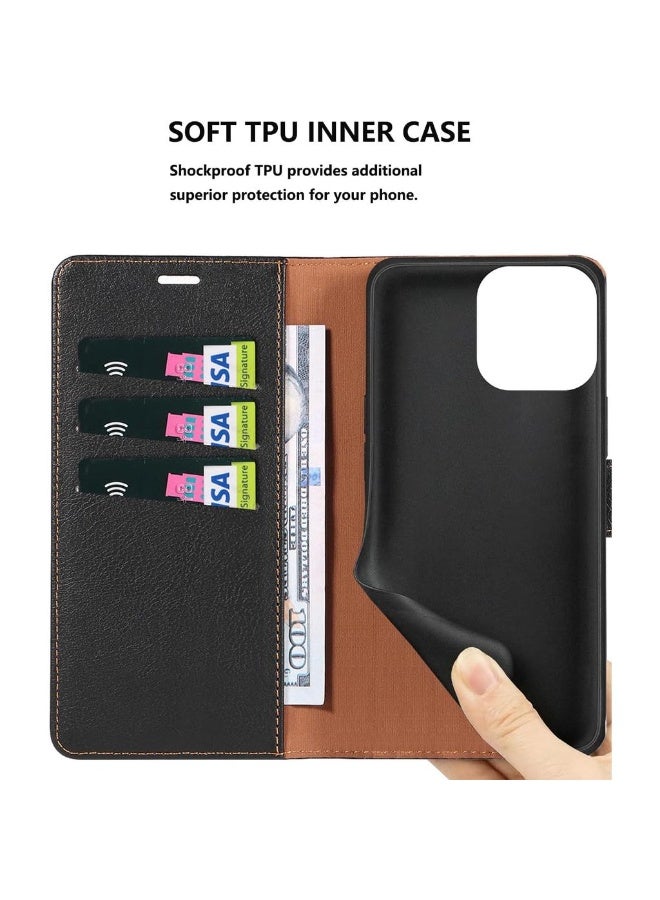 Case For IPhone 12/iPhone 12 Pro Premium Leather Flip Wallet Case [RFID Blocking] Phone Cover For IPhone 12/iPhone 12 Pro (Black) - Image 4