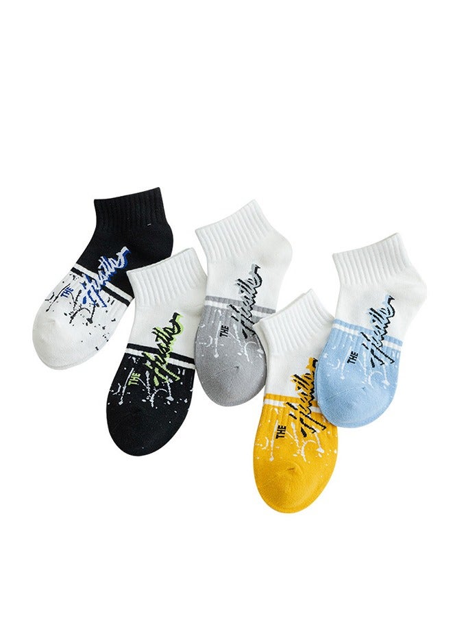 5 Pairs Shallow Mouth Boat Socks Cotton Breathable Sweat-absorbent Sports Sock High Quality Comfortable Fashion Socks Deodorant Business Socks - Image 1