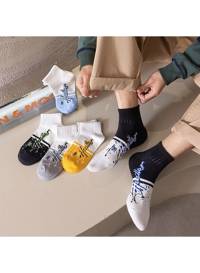 5 Pairs Shallow Mouth Boat Socks Cotton Breathable Sweat-absorbent Sports Sock High Quality Comfortable Fashion Socks Deodorant Business Socks - Image 5