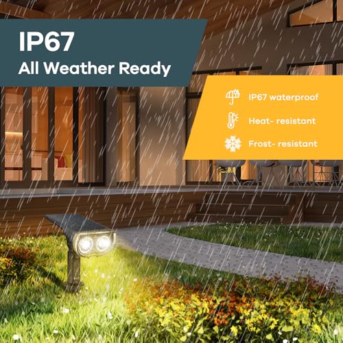 Linkind Solar Lights Outdoor StarRayS, Bright Solar Spot Lights Outdoor, IP67 Waterproof Spotlights for Landscape Garden Yard Walkway Patio Tree（Warm White, 6 Pack） - Image 5