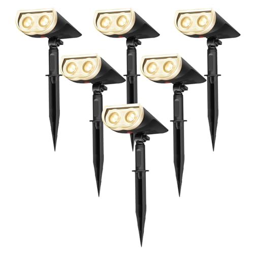 Linkind Solar Lights Outdoor StarRayS, Bright Solar Spot Lights Outdoor, IP67 Waterproof Spotlights for Landscape Garden Yard Walkway Patio Tree（Warm White, 6 Pack） - Image 1