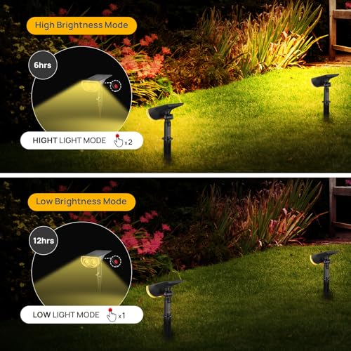 Linkind Solar Lights Outdoor StarRayS, Bright Solar Spot Lights Outdoor, IP67 Waterproof Spotlights for Landscape Garden Yard Walkway Patio Tree（Warm White, 6 Pack） - Image 4