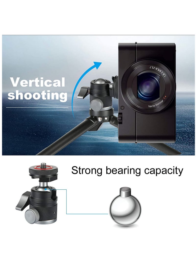 KASTWAVE Camera Tripod Mini Ball Head Adapter,360 Degree Rotatable Aluminum Tripod Head,1/4" Screw Cold Shoe Mount for DSLR Camera/Light Stand/Cell Phone/Monopod/action camera.  - Image 5