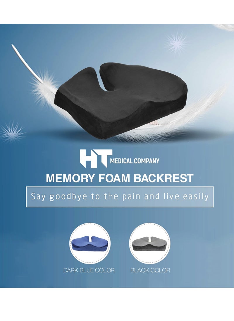 HT - Fistula seat with a developed form of high-quality German memory foam, a medical seat for pilonidal sinus pain and relieving pressure on the vertebrae of the spine, black color - Image 1