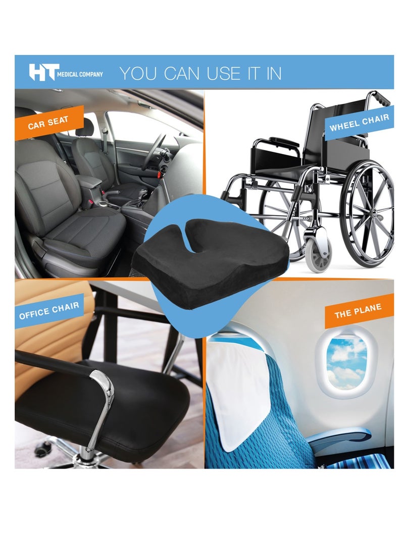 HT - Fistula seat with a developed form of high-quality German memory foam, a medical seat for pilonidal sinus pain and relieving pressure on the vertebrae of the spine, black color - Image 1