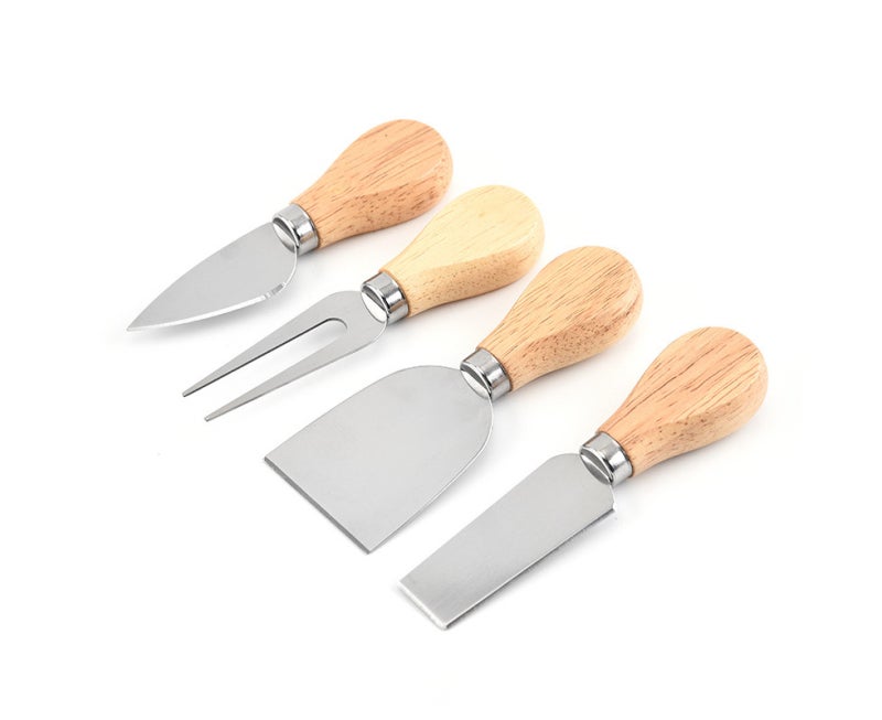 Cheese Knife Set: Stainless Steel & Rubberwood Blades - Precision Slicing For Semi-Soft Cheeses, Effortless Hard Cheese Handling, Handy Pickup Fork Cheese Serving Set for Home Kitchen Party Serving - Image 1