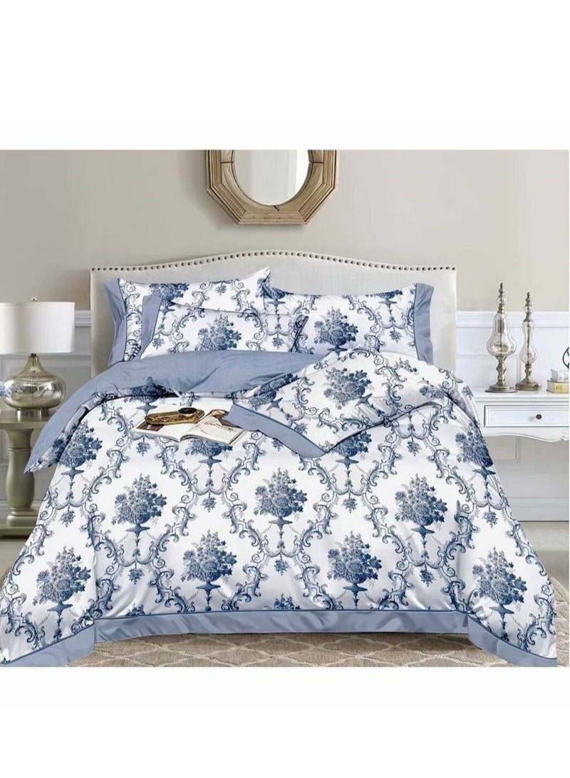 BAIG Soft Cotton 6 pcs King Size Duvet Cover Set Bed sheets Bedding Set Sheet Duvet Pillowcase Boys Room Decorative Bedspread Double Sheet 