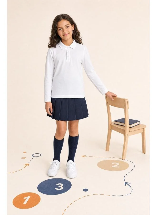 Perendi Unisex Kids 2-Pack Long Sleeve Polo Collar School T‑shirt.