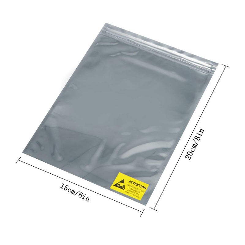 MWRF Source 100 PC Zip Lock Anti-Static Bag and Labels for Electronic Devices, 6x8 inches, 152x203 mm - Image 2
