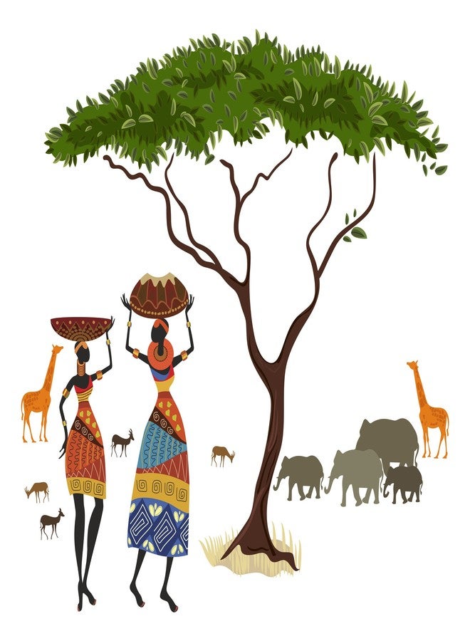 Decals Design 'Artistic Tribal Ladies with Animals Nature' Wall Sticker (PVC Vinyl, 60 cm x 90 cm, Multicolour) - Image 3