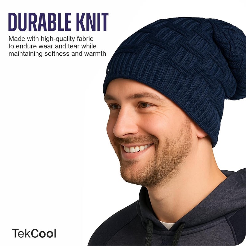 TEKCOOL قبعة شتوية طويلة للرجال والنساء - للبالغين، مقاس واحد، فضفاضة، قابلة للتنفس، خفيفة الوزن، دافئة، مقاومة للرياح، أكريليك - Image 2