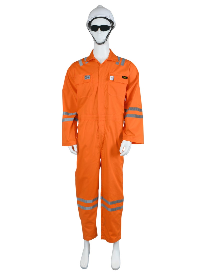 KOMY Fire Retardant Coverall , 240 GSM , 100%  Cotton Mercerized Pre-Sharunk fabric PYROVATEX , Fire Retardant 2/1 LHT - KMFR01 -Orange - Image 1