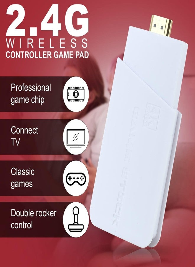 Playtastic Wireless Video Games for Tv Gaming, Retro Gaming Console with Game Stick 4K Ultra HD Game Stick with 10 Emulators 24000+ Games 2.4G Wireless (Red) - Image 2
