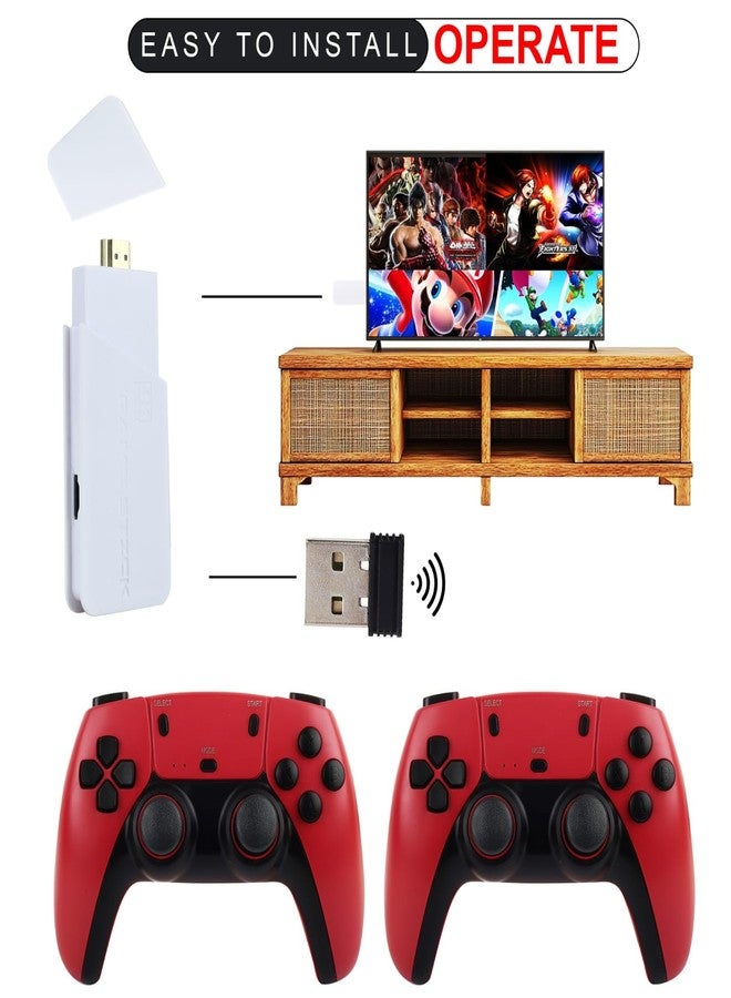 Playtastic Wireless Video Games for Tv Gaming, Retro Gaming Console with Game Stick 4K Ultra HD Game Stick with 10 Emulators 24000+ Games 2.4G Wireless (Red) - Image 5