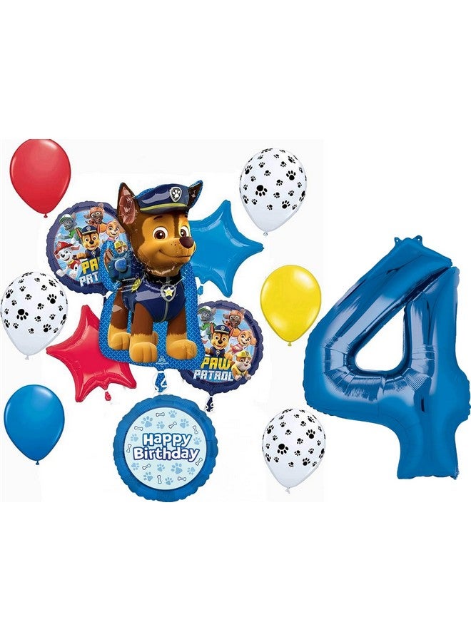 Anagram Paw Pups on Patrol 4th Birthday Party Supplies Chase 13pc Balloon Bouquet Decorations - Image 1