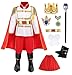 Akokvlar 9 Pcs Prince Charming Costume for Boys Medieval Royal King Outfits for Kids Red 78 Years - Image 2