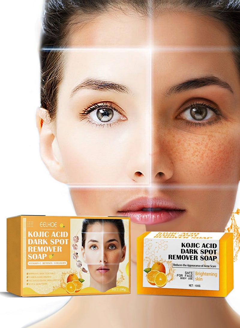 EELHOE Kojic Acid Dark Spot Remover Soap Bars with Vitamin C, Retinol, Collagen for Hyperpigmentation, Moisturizing & Nourishing - Image 2