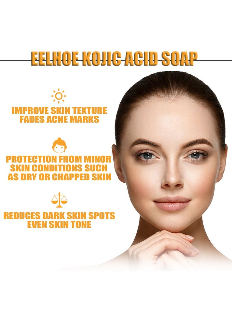 EELHOE Kojic Acid Dark Spot Remover Soap Bars with Vitamin C, Retinol, Collagen for Hyperpigmentation, Moisturizing & Nourishing - Image 4