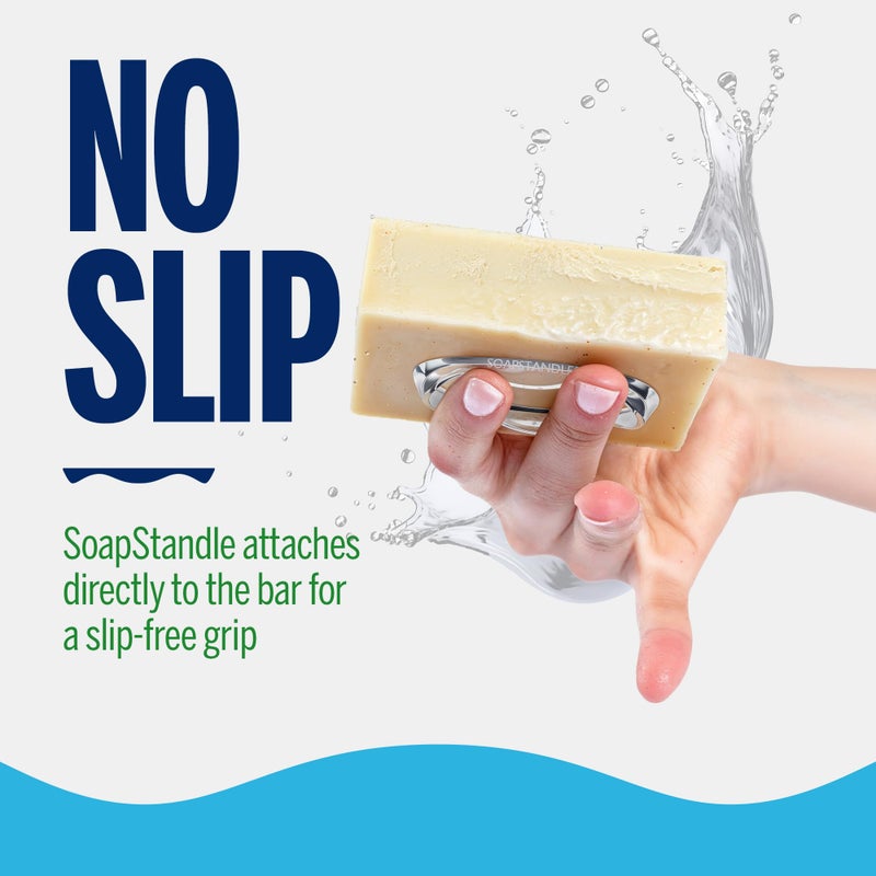SoapStandle Bar Soap Gripper No Goo or Mess Soap Holder for Bath and Showers - Made from Post-Consumer Plastic, Handy, 2-Pack, Clear - Image 4