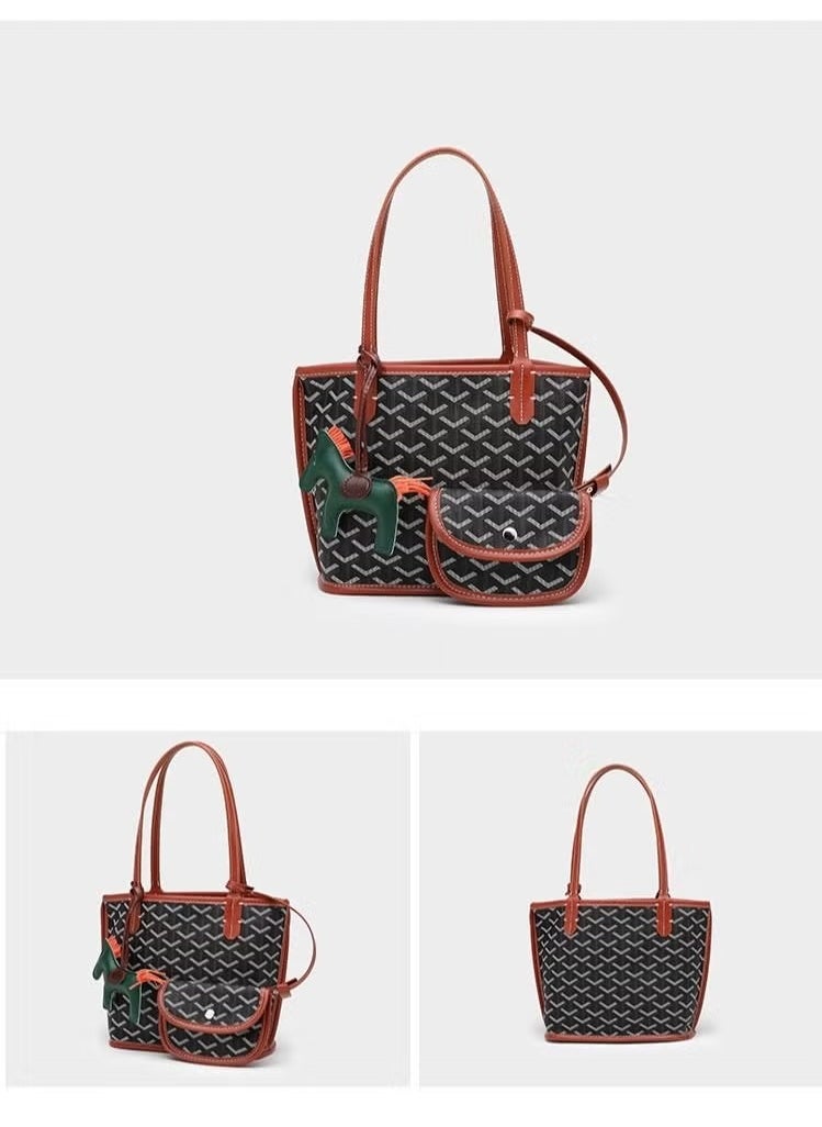 Generic Printed Shopper Tote Brown Pendants Random  - Image 2