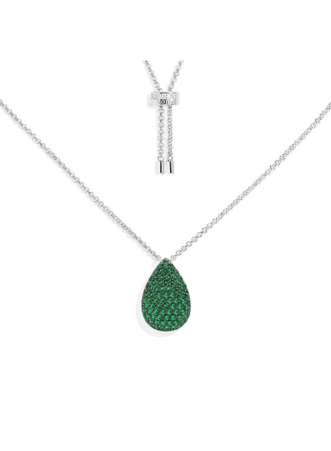 Adjustable Necklace with Green Drop