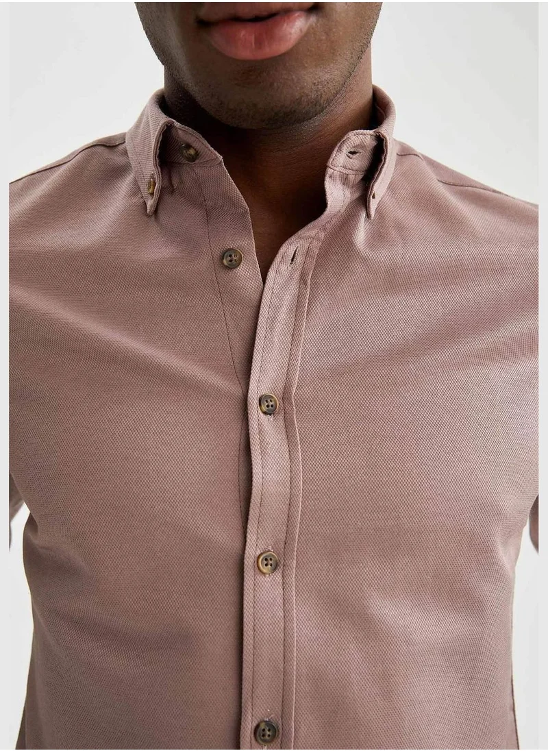 DeFacto Slim Fit Long Sleeve Buttoned Shirt