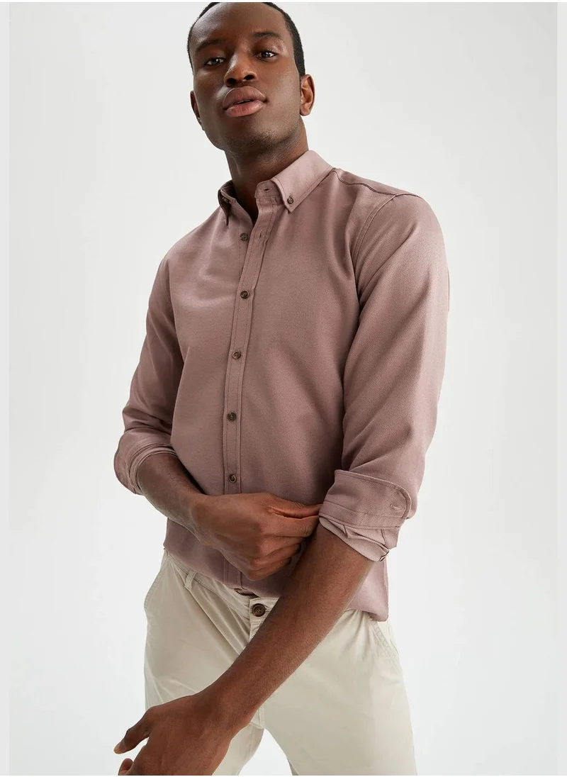 DeFacto Slim Fit Long Sleeve Buttoned Shirt