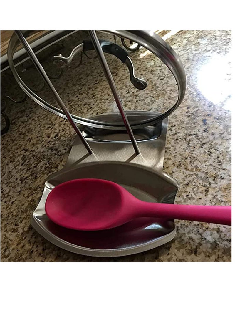 SYOSI Spoon Rest and Pot Lid Holder, Stainless Steel Pan Pot Cover Lid Rack Shelf Stand Holder Spoon Holder Utensil Rest Stove Organizer Storage Soup Spoon Rests Kitchen Tool - Image 5