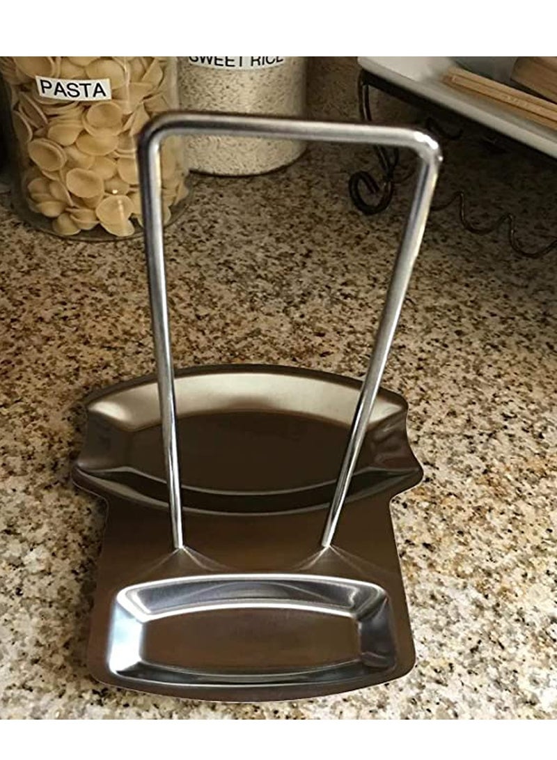 SYOSI Spoon Rest and Pot Lid Holder, Stainless Steel Pan Pot Cover Lid Rack Shelf Stand Holder Spoon Holder Utensil Rest Stove Organizer Storage Soup Spoon Rests Kitchen Tool - Image 4