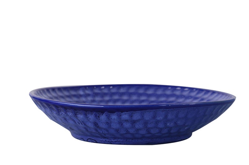 Caffeine Ceramic Handmade Blue Crackle Glossy Cripple Serving Bowl (1 pc) - Image 1